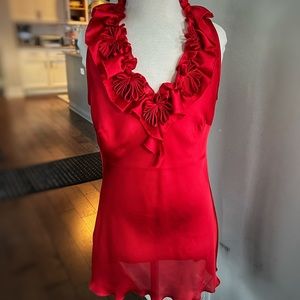 NWOT WILLIE SMITH silky red tanktop with gorgeous detailing. No flaws. Perfect